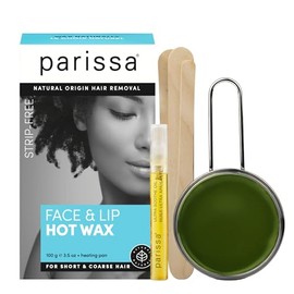 Parissa Kit de cera dura natural para rostro y labios, cera caliente sin tiras para depilación facial gruesa, fórmula para piel sensible con aceite po
