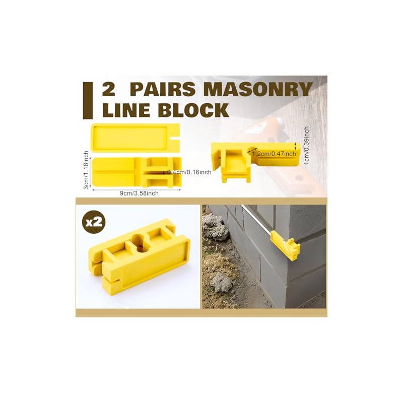 2 Pairs 4 Inch Line Blocks Masonry String Lines Concrete