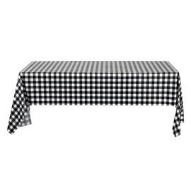 Restaurantware-Table Tek 108 x 54 Inch Gingham Table Covers, 20 Waterproof Covers - Disposable, No-Wrinkle, Black Plastic Rectangle Cover, for Parties, Banquets, and Events