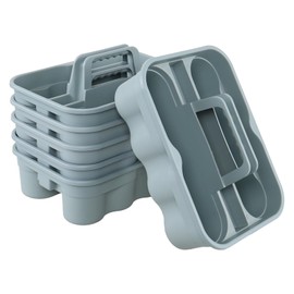 Bringer Set of 6 Plastic Cleaning Caddy Carry Caddy for Cleaning Supplies, Plastic Cleaning Tote with Carry Handle, Gray