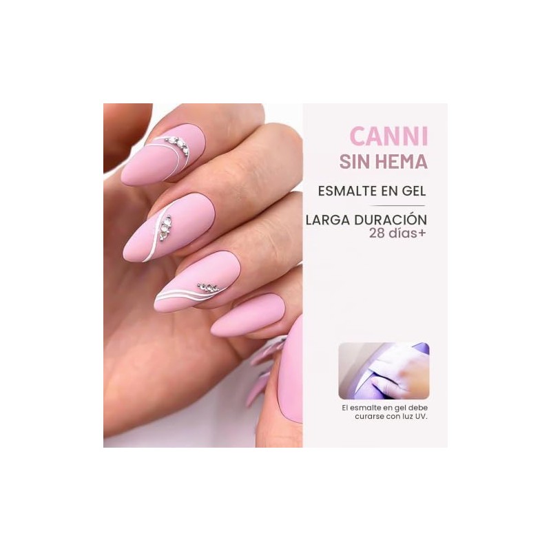 CANNI- Esmalte de uñas en gel rosa claro, 1 pieza
