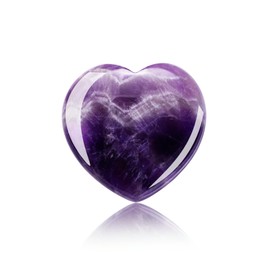 JSDDE 60mm Amethyst Crystal Heart Gemstone Reiki Healing Crystal Love Palm Stones Gifts for Women Girlfriends