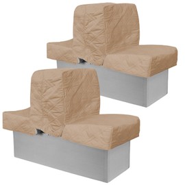 Back to Back Boat Seat Covers， Replacement Boat Lounge Seat Covers, Soft Microfiber Fabric, 100% Waterproof Boat Covers for Damaged Seats (2 Sets Gray Brown)