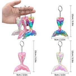 WishLotus Flip Sequin Keychain, 3Pcs Mermaid-shaped Reversible Key Pendant for Party Supplies Christmas Accessories (Multi-color)