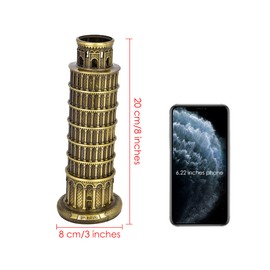 SCSpecial Metallic Leaning Tower of Pisa Statue 8.6 Inch Souvenir Figurines Tower Model Kit for Home Decoration, Party