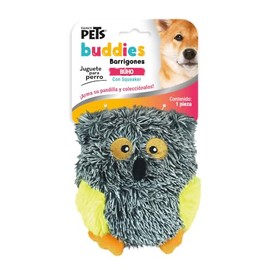Fancy Pets Juguete para Perros de Peluche Buho Barrigón Buddies con Squeaker Suave y Resistente