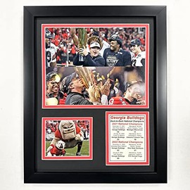 Legends Never Die, Inc. Georgia Bulldogs | Back to Back National Champions | 2021-2022 UGA Football |12"x15" Framed Photo Collage Under Glass