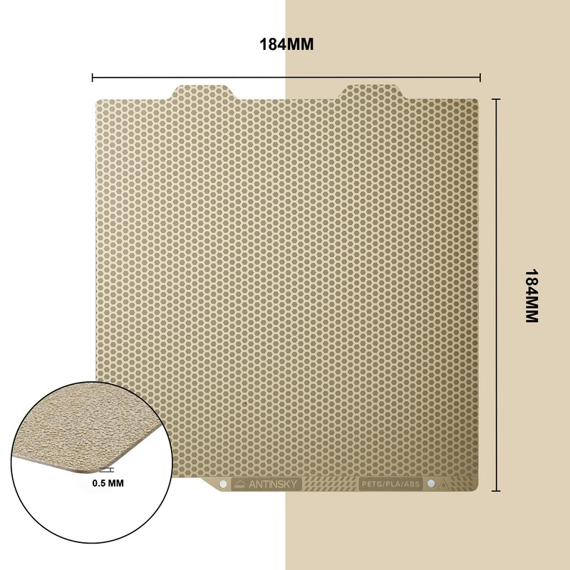 Antinsky Bambu Lab PEI Sheet Double Sided 184x184mm Flexible Magnetic