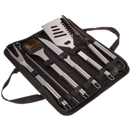 Home-Complete BBQ Grill Tool Set- Stainless Steel Barbecue Grilling Accessories with 7 Utensils and Carrying Case, Includes Spatula, Tongs, Knife
