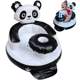 Inflatable Baby Seat with Tray for Babies 3 Months & Up, Baby Floor Seats for Sitting Up, Baby Seats for Infants, Blow Up Baby Chair with Built in Air Pump (Panda)