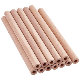 OLYCRAFT 12Pcs 7.9x0.6 Inch Hollow Wood Sticks Round Wooden Dowel Rod with 0.3 Inch Hole Unfinished Beech Wood Rods Natural Wood Round Rods for DIY Crafts Arts Projects