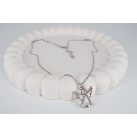 HOILY'S Women's Angel Pendant Necklace with White Crystal in 925 Sterling Silver, Cubic Zirconia, Cubic Zirconia