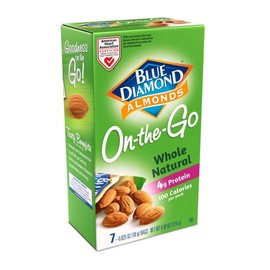 Blue Diamond Almonds, Whole Natural Raw Almonds, 100 Calorie On-The-Go Bags, 7 Count Box. (Pack of 6)
