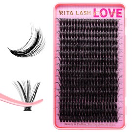 RITALASH Lash Clusters 60D DIY Cluster Lashes Fluffy Volume Eyelash Clusters Eyelash Extensions Soft False Eyelashes Black Individual Lashes Wispy Lash Extension at Home(60D,18-24mm)