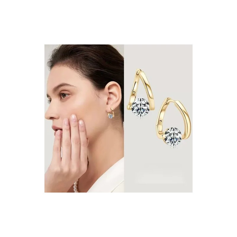 Aretes Finos de Moissanita – Plata 925 Chapada en Oro,