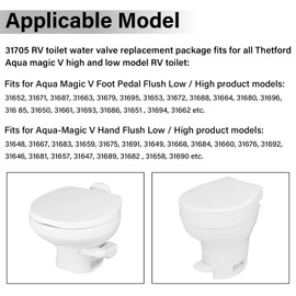 31705 31688 31687 RV Toilet Water Valve Kit, Freeze-resistant & Leak-resistant RV Toilet Parts, for Thetford Aqua Magic V High and Low Models