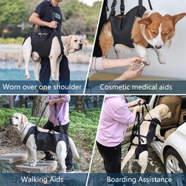 Dog Carrying Aid, Carrying Aid Dog Stairs Adjustable Walking Aid for Dogs Lifting Harness for Hind Legs Hip Support with Handles Safety Support for Disabled, Injured or Older Dogs (M)