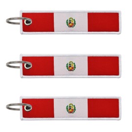 LLBFHH 3 Pcs Peru Peruvian Country Flag Keychain,Woven label Key Chains for Car Keys,Fabric Key Chains Men and Women,Used for Various Decorations.