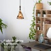 LUXWELL Modern Amber Glass Pendant Light, 6"x11.5" Floral Bell-Shaped Hanging