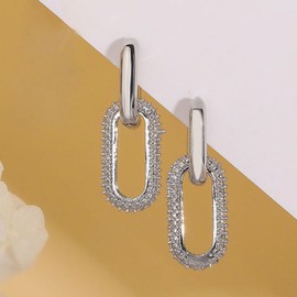 Stocking Stuffers Holiday Outfits for Women 2024 Gold Chain Link Earrings for Women Square Hoop Earrings Gold Link Earrings U-Shaped Rectangular Paperclip Earrings Dainty Jewelry Gifts for Teen Girls