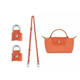 SENTEN Purse Straps Replacement for Longchamp Bag Women, Leather Crossbody Shoulder Strap Kit Adjustable for XS Longchamp Tote Bag Primitive(Orange Sliver)