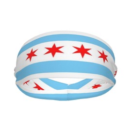 Cute Chicago Flag Running Headbands for Men Women Sports Sweatbands for Basketball Yoga Workout Stretchy Hairband