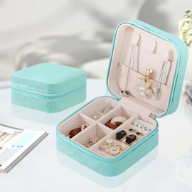 12 PCS Travel Jewelry Cases, Small Zippered PU Leather Box for Earrings, Necklaces, Rings, Portable Organizer with Dividers and Hooks for Home Travel Bridesmaid Jewelry Storage