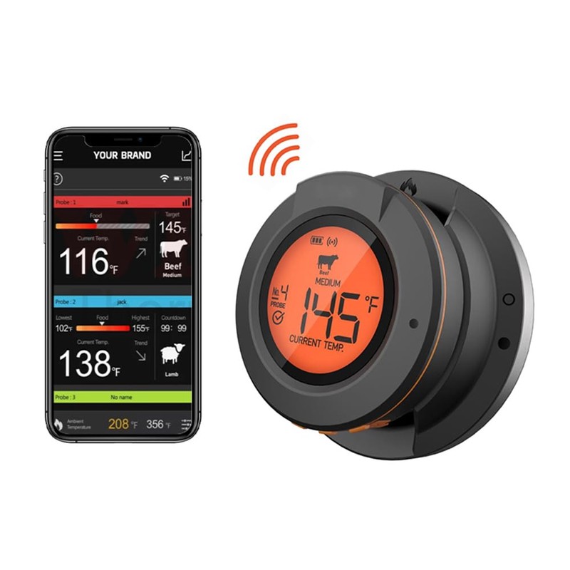 Wireless Meat Thermometer with 2 Probes, 164FT BT4.2 APP Control