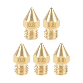 sourcing map 0.8mm 3D Printer Nozzle Head M6 Thread Replacement, Brass 5pcs