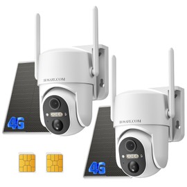 HOSAFE.COM 4G LTE Cellular Security Camera Outdoor, No WiFi Security Camera Outside, Wireless Security Camera Outdoor Solar Powered, 360 Ptz, Human Sensor, 2K HD, 2-Way Talk, IP66, 2 Pack