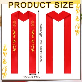 Clergy Stole 110" Priest Stole Pastor Pentecost Embroidery Stole Red Clergy Stole Gold Priest Sash Flame Embroidery Clergy Confirmation Stoles with Descending Dove for Men Pentecost Officiant Stole