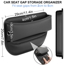 Car Seat Gap Filler, 2 Pack Multifunctional Car Seat Organizer, Leather Console Side Storage Box with Cup Holders, Universal Car Front Seats Crevice Holder for Phone, Wallet, Cards, Keys (Style 1)