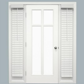 DoubleFill 2 Pack 8.5'' x 72'' Cordless Sidelight Blinds 2'' Horizontal White Faux Wood Front Door Window Blind Plantation Adjustable Tilt Wand Smooth, Privacy, Room Darkening for Home Entry Side Door
