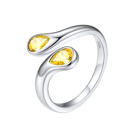 Silvora Sterling Silver Birthstone Rings, S925 Sterling Silver Open Rings November Birthstone Jewelry Gifts for Women Girls Adjustable