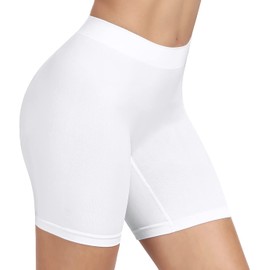 BESTENA Slip Shorts Womens Comfortable Seamless Smooth Slip Shorts for Under Dresses(White,Medium)