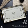 Hakan Rectangular Decorative Serving Tray 19x11.5-inch White-Butterfly with Glass Surface,