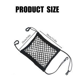 1 Pcs Car Front Seat Partition Stretchable Net, 11.8" x 9.8" Portable Storage Double Layer Coarse Net Clip-Installation Pet Anti-Fall Safety Barrier, Safety Travel Accessory (Black) (Medium)