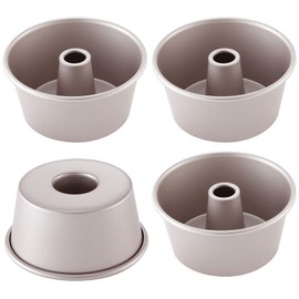 CHEFMADE Mini Angel Food Pan Set, 3.5 Inches, 4 Pieces, Non-Stick Chiffon Baking Moulds for Oven and Instant Pot Baking (Champagne Gold)