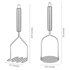 Maclia 2PCS Mashed Potato Masher - Stainless Steel Potato Smasher, Masher Kitchen Tools & Utensils for Avocado, Bean, Salad, Vegetables, Fruit, Food, Meat Smasher Tool for Ground Beef