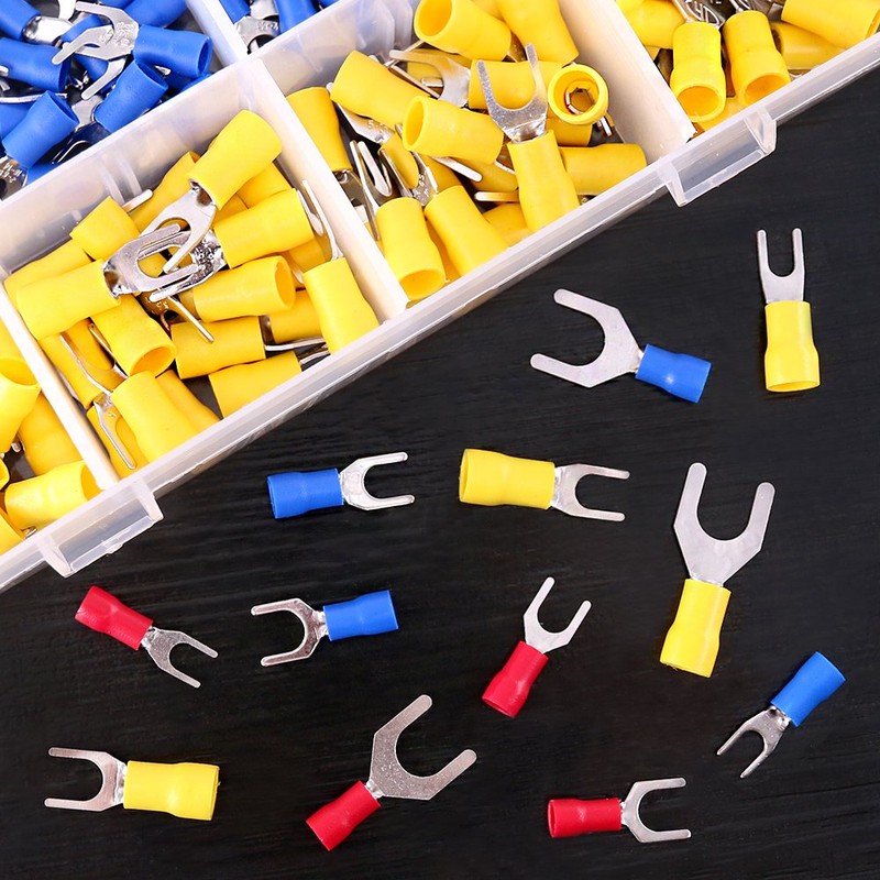 Glarks 240pcs 22-16/16-14/12-10 Gauge Fork Spade Quick Splice Crimp Terminals