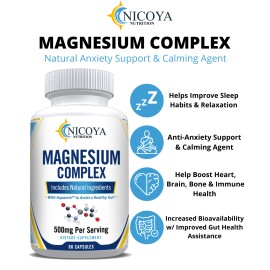 Magnesium Complex, Natural Anti Anxiety & Stress Relief Supplement 500mg