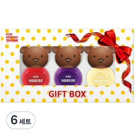 Enbebe Children's Nail Polish 3-piece gift set, Vivid Red + Vivid Purple + Cream Lemon, 6 pcs / 엔비베베 어린이 매니큐어 3종 선물세트, 비비드레드 + 비비드퍼플 + 크림레몬, 6개