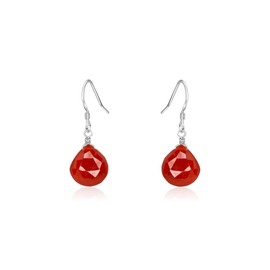 Carnelian Teardrop Earrings in Sterling Silver