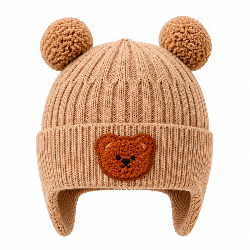 Baby Bear Ear Winter Hat for Kids – Soft Knitted
