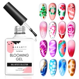 Makartt Clear Blooming Gel 15ml UV LED Soak Off Nail Art Polish for Spreading Effect Marble Nail Polish Gel Paint Nail Designs for DIY Color Flower Watercolor Magic Beauty Gift