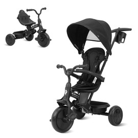 QPlay Baby Tricycle Ages 10 Months - 6 Years,6 in 1 Toddler Tricycle Stroller with Adjustable Parent Handle,Safety Harness & Wheel Brakes,Removable Canopy, Trike Bike Gifts for Boys & Girls (Black)