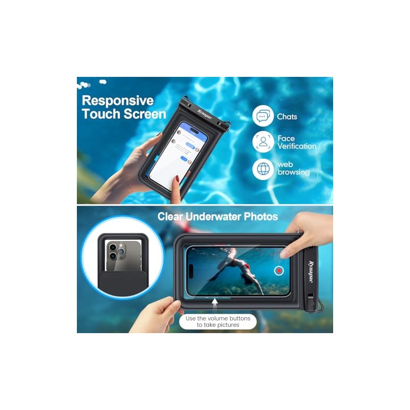 Rynapac Floating Waterproof Phone Pouch - 2 Pack for Beach