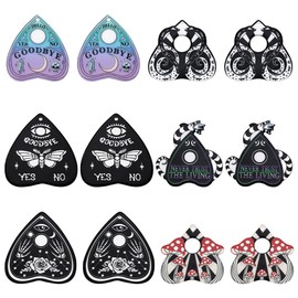SUNNYCLUE 1 Box 24Pcs Gothic Style Ouijas Charm Planchette Charms Divination Board Metaphysical Message Board Acrylic Charms Heart Shaped Teardrop Moth Snake Mushroom Charm for jewellery Making Charms