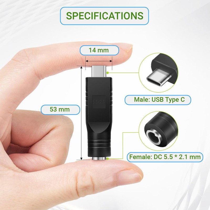 Ozkak USB C Male to DC Female Adapter for Starlink