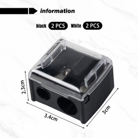 Pack of 4 Double Hole Pencil Sharpener, Portable Pencil Sharpener, Cosmetic Pencil Sharpener, Suitable for Eyebrow Pencil, Eyeliner, Lip Liner